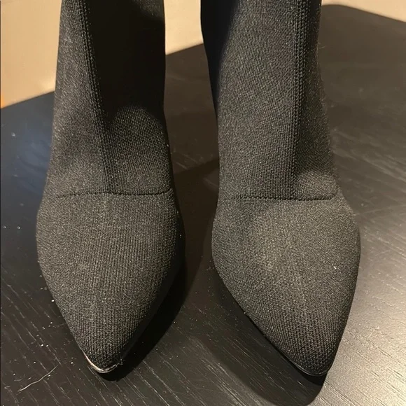 Black Heeled Boots with Stiletto Heel and Sock-Like Fit - Picture 6 of 7